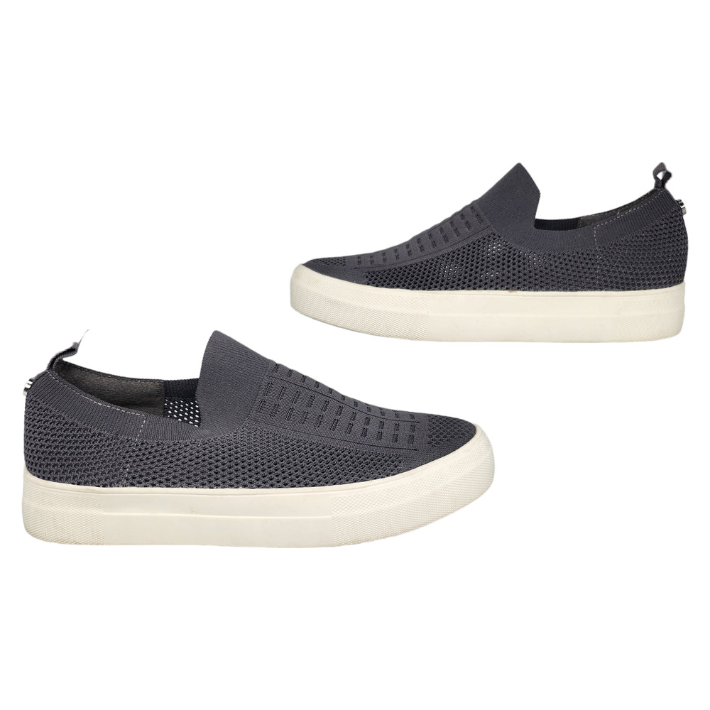 Steve Madden Shoes Woens 8.5 Gray White Knit Crochet Slip On Comfy Breathable